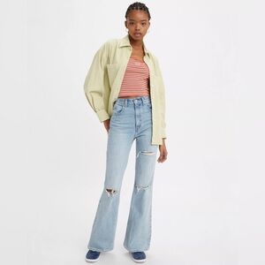 Premium Levis Levi’s 70'S High Rise Flare Jeans, blue distressed, size 32